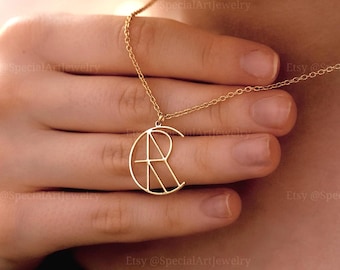 Customized Monogram Necklace, Unique Design Name Logo Necklace, Name Necklace, One-of-a-Kind Gift, Personalized Gift for Mom, Anniversary