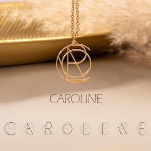 Collar con nombre y logotipo personalizado, collar con nombre y diseño de logotipo, colgante con nombre minimalista, collar con monograma geométrico, regalo para ella, regalo único