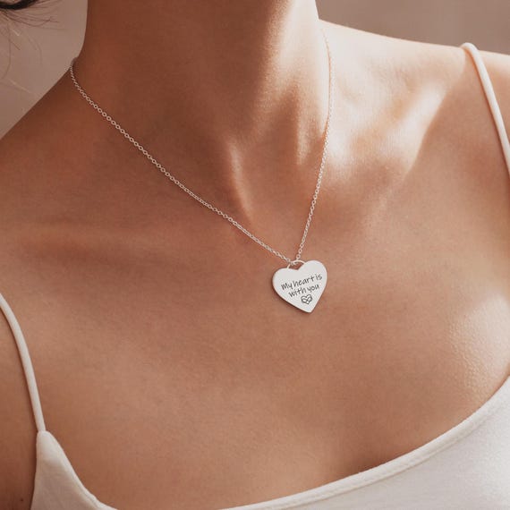 Personalized Engraved Name Heart Necklace, Customized Heart Pendant  Necklace, Message Initial Necklace, Personalized Gift, Gift for Friend - Main Image