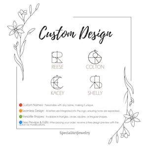 Peut inclure: Graphique blanc avec l'inscription &laquo;&nbsp;Custom Design&nbsp;&raquo; et quatre exemples de logos avec les noms&nbsp;: Reese, Colton, Kacey et Shelly. Les d&eacute;tails de la conception incluent des noms personnalis&eacute;s, un design sans couture, des formes polyvalentes et des aper&ccedil;us gratuits.
