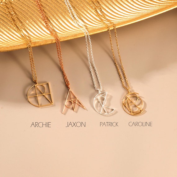 Monogram Necklace, Custom Name Logo Necklace, Unique Design Name Logo Necklace, Personalized Name Necklace, Gift for Friends, Valentine Gift