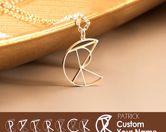 Name Monogram Necklace, Two Name Necklace, Dainty Name Necklace Silver, Minimalist Logo Design, Custom Name Necklace, Unique Gift for Mom