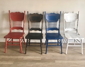 Vintage Shabby Chic Rush  Chairs Set of 4 Colors Available