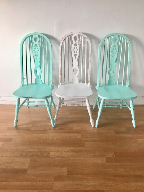 Antique Brace Back Painted Chairs White And Turquoise - How To Paint Rustic Turquoise Furniture Antique Brace Back Painted Chairs White And Turquoise - How To Paint Rustic Turquoise Furniture