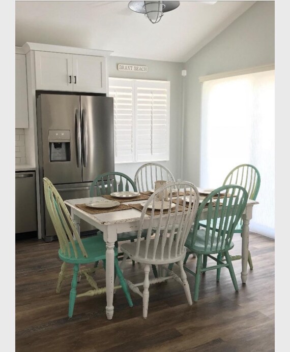 Farmhouse Table Set, Painted Chairs,dining Chairs,kitchen Chairs