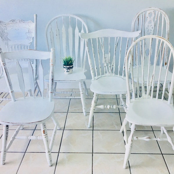 Painted Chairs, Dining Chairs, Kitchen Chairs, refinished chairs, hand painted chairs, solid wood chairs, farmhouse chairs, white chairs