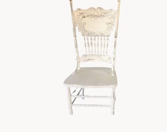 Replacement Chair for JONI Antique white Custom Painted Farmhouse Chair: Shabby Chic Distressed Wood
