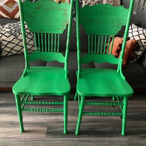 Vintage Wood Rustic Dining Chairs Set 2 Greens - Etsy