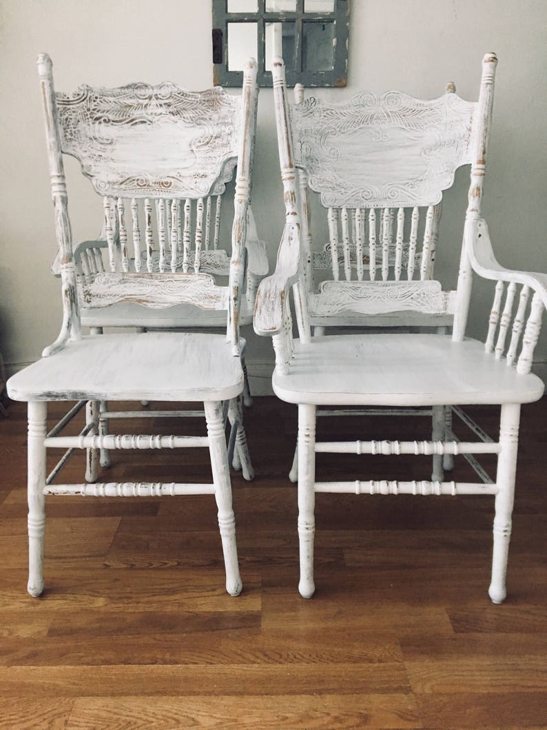 Shabby Chic Antique White Dining Chairs | Etsy
