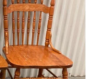 Vintage houten eetkamerstoelen - Set van 6 rustieke keukenstoelen zonder verf