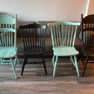 dining chairs vintage chairs chairs shabby chic chairs kitchen chairs custom color mis match chairs set of 4