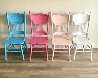 Vintage Shabby Chic Rush  Chairs Set of 4 Colors Available