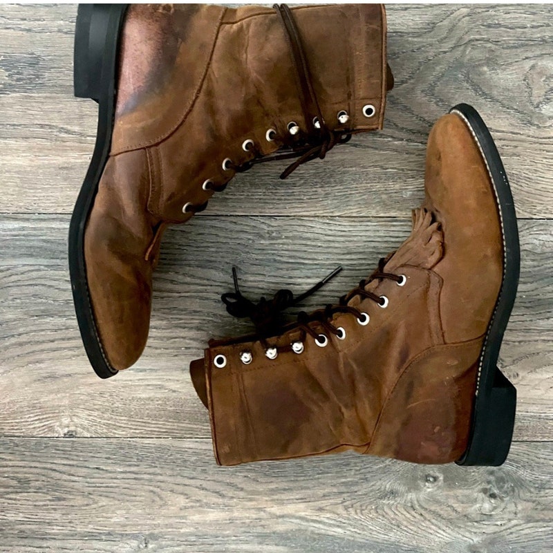 Vintage 60s Black Leather Lace up Granny Penny Lane Boots by Mandels