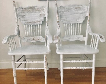 Farmhouse chairs dining chairs hand painted chairs custom color antique white painted chairs kitchen chairs two  chairs farmhouse decor