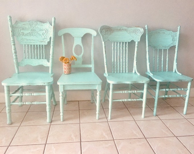Painted Wood Dining Chairs Set of 4 Custom Colors Available Etsy