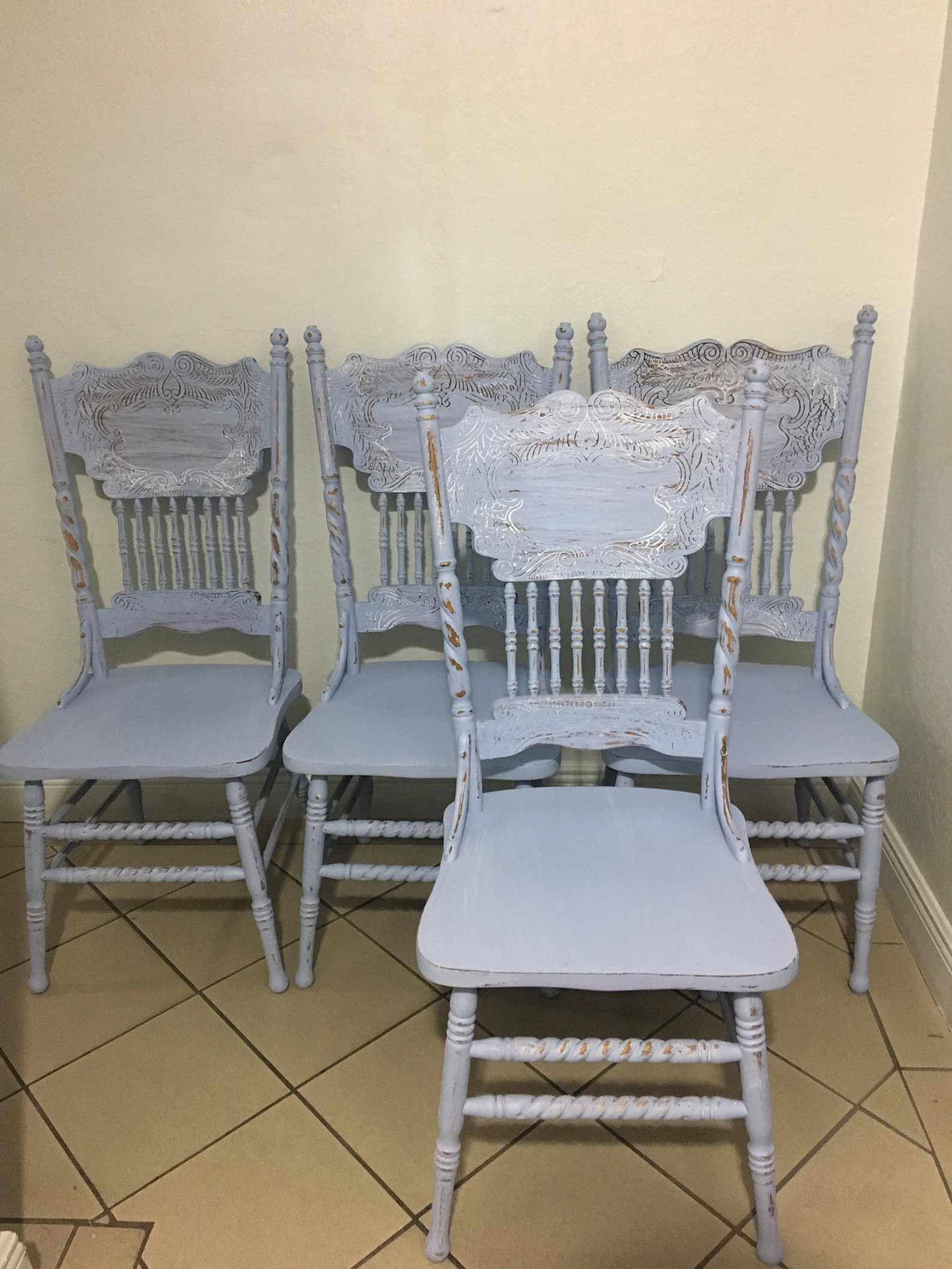 Vintage Shabby Chic Dining Chairs Set of 4 Custom Colors Etsy