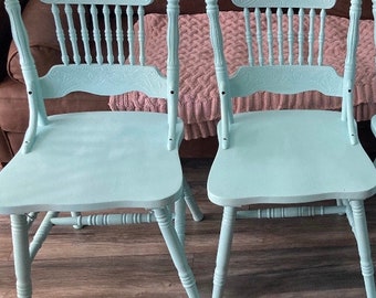 Farmhouse chairs dining chairs hand painted chairs custom color antique blue pressback  chairs kitchen chairs two  chairs farmhouse decor