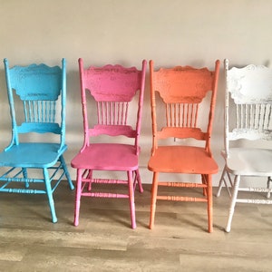 Vintage Shabby Chic Rush  Chairs Set of 4 Colors Available