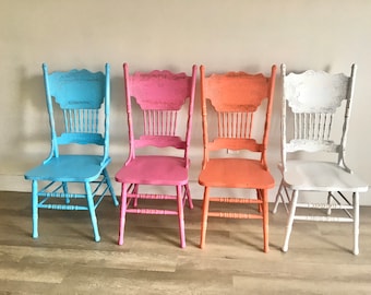 Vintage Shabby Chic Rush  Chairs Set of 4 Colors Available
