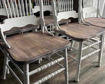 Custom for DENISE 2  Painted Farmhouse Dining Chair: Distressed Antique White