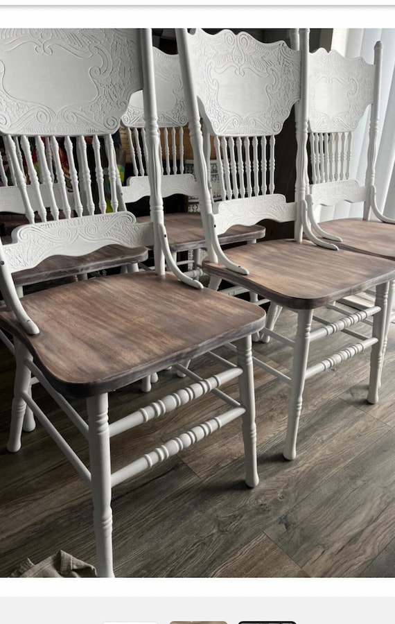 Hand Painted Farmhouse Dining Chair: Distressed Antique White