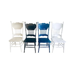Vintage Shabby Chic Rush Chairs Set of 4 Custom Colors Available