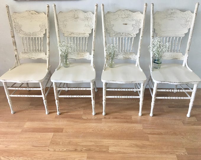 Vintage Farmhouse Chairs Solid Wood Painted off White Color Etsy