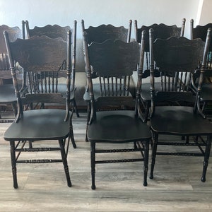 Painted chairs,dining chairs,kitchen chairs,farmhouse chairs,wood chairs, refinished chairs,eight chairs,black chairs