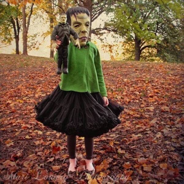 Frankenstein Girl and Doll Photography Print, Little Monsters, 5x5 Fine Art Print