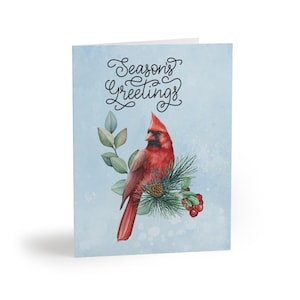Grußkarten Aquarell Kardinal zu Weihnachten: Festliche Briefpapiere