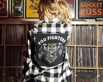 Flannel FOO FIGHTERS upcycled  backpatch Small