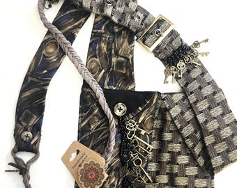 Bolso bandolera bohemio hipster de diseño con lazo