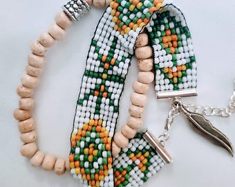 Pulsera de cuentas de telar de estilo libre