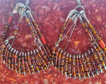 safety pin earrings - pumpkin spice