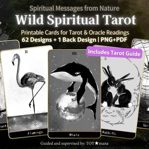 Mystical Animal Tarot Deck | 62 Printable Cards for Tarot & Oracle Readings | Wild Spiritual Tarot | Spiritual Messages from Nature