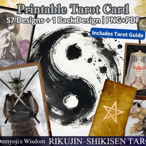Onmyoji & Shikigami Tarot | 57 Printable Oracle-Style Cards | Digital Download | Rikujin Shikisen Tarot | Inspired by Japanese Mysticism