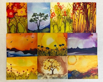 Set of 10 Blank Notecards, 10 Different Designs with Envelopes, Comes Packaged in Gift Box, Colorful Cards, Prints of My Original Art
