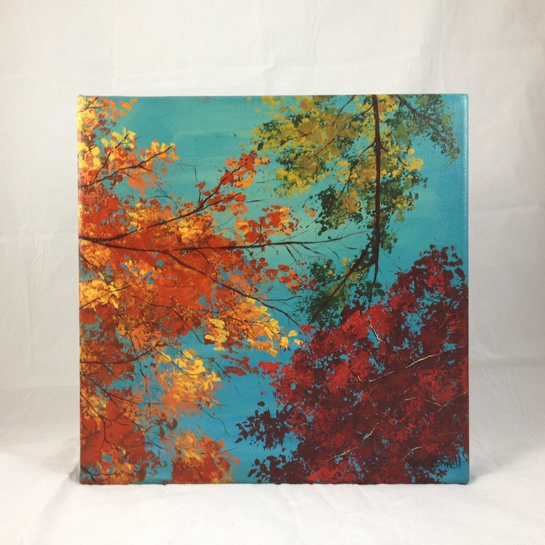 Peinture Acrylique 12 X 12 Carré Sur Toile Automne Scène Etsy