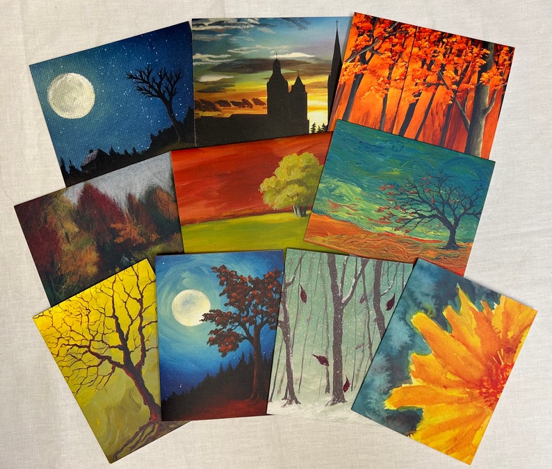 Set of 10 Blank Notecards, 10 Different Designs with Envelopes, Comes Packaged in Gift Box, Colorful Cards, Prints of My Original Art image 7