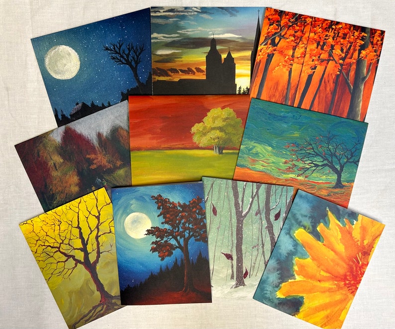 Set of 10 Blank Notecards, 10 Different Designs with Envelopes, Comes Packaged in Gift Box, Colorful Cards, Prints of My Original Art image 1