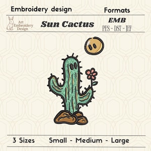 Sunny Cactus Embroidery Design  – Editable File – DST, PES, JEF – 3 Sizes – Machine Embroidery Pattern - Png illustration
