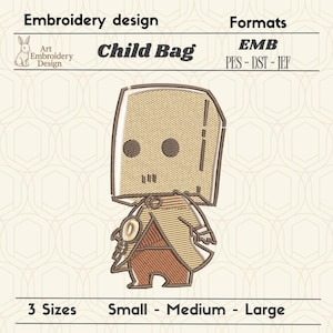 Child Bag Face Embroidery Design – Funny Kid Character – Editable File – DST PES JEF – 3 Sizes – Png illustration