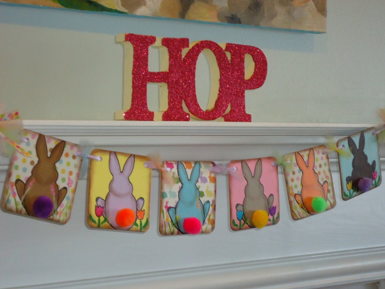 Easter Banner-Bunny Butts Banners-Easter Home Decor-Spring Banner-Nursery Decor-Easter Decorations-Easter Signs-Easter-Easter Gift-Rabbits image 1