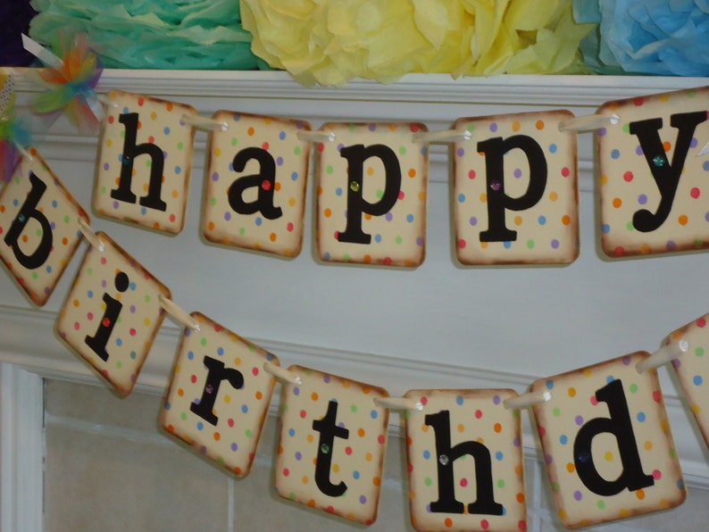 1st Birthday Photo-Childs Birthday Sign-Polka Dot Birthday Happy Birthday Sign-Happy Birthday Banner-Birthday Garland-Birthday Decorations
