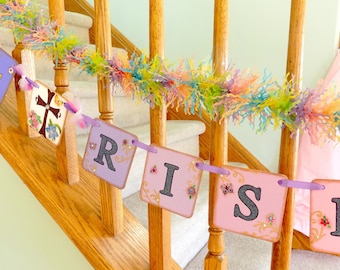 Easter Banner-He Is Risen Banner-Religious Easter-Easter Garland-Easter Decorations-Christian Easter-Happy Easter Banner