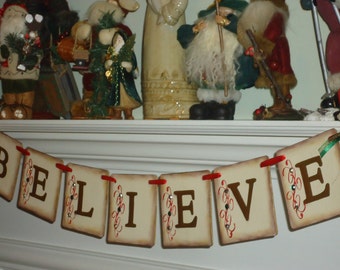 Christmas Banner-Holiday Banner-Christmas Sign-Holiday Decoration-Believe Banner-Holiday Gift Idea-Christmas Garland-Holiday Decor-Christmas