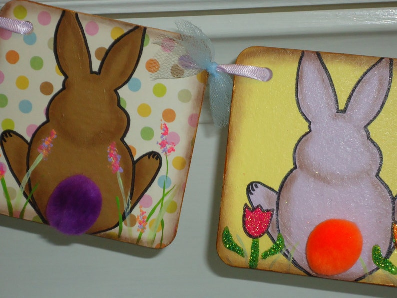 Easter Banner-Bunny Butts Banners-Easter Home Decor-Spring Banner-Nursery Decor-Easter Decorations-Easter Signs-Easter-Easter Gift-Rabbits image 5