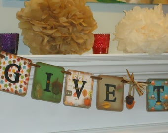 Give Thanks Banner-Thanksgiving Banner-Happy Thanksgiving-Rustic Thanksgiving-Fall Decor Banner-Give Thanks Sign-Fall Harvest Banner-Autumn