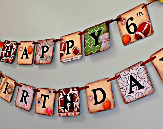 Happy Birthday Bannerhappy Birthday Signsports Birthday Etsy