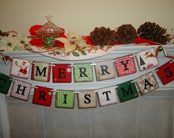 Merry Christmas-Merry Christmas Sign-Holiday Banners-Holiday Garland-Christmas Home Decor-Christmas Garland-Holiday Decor